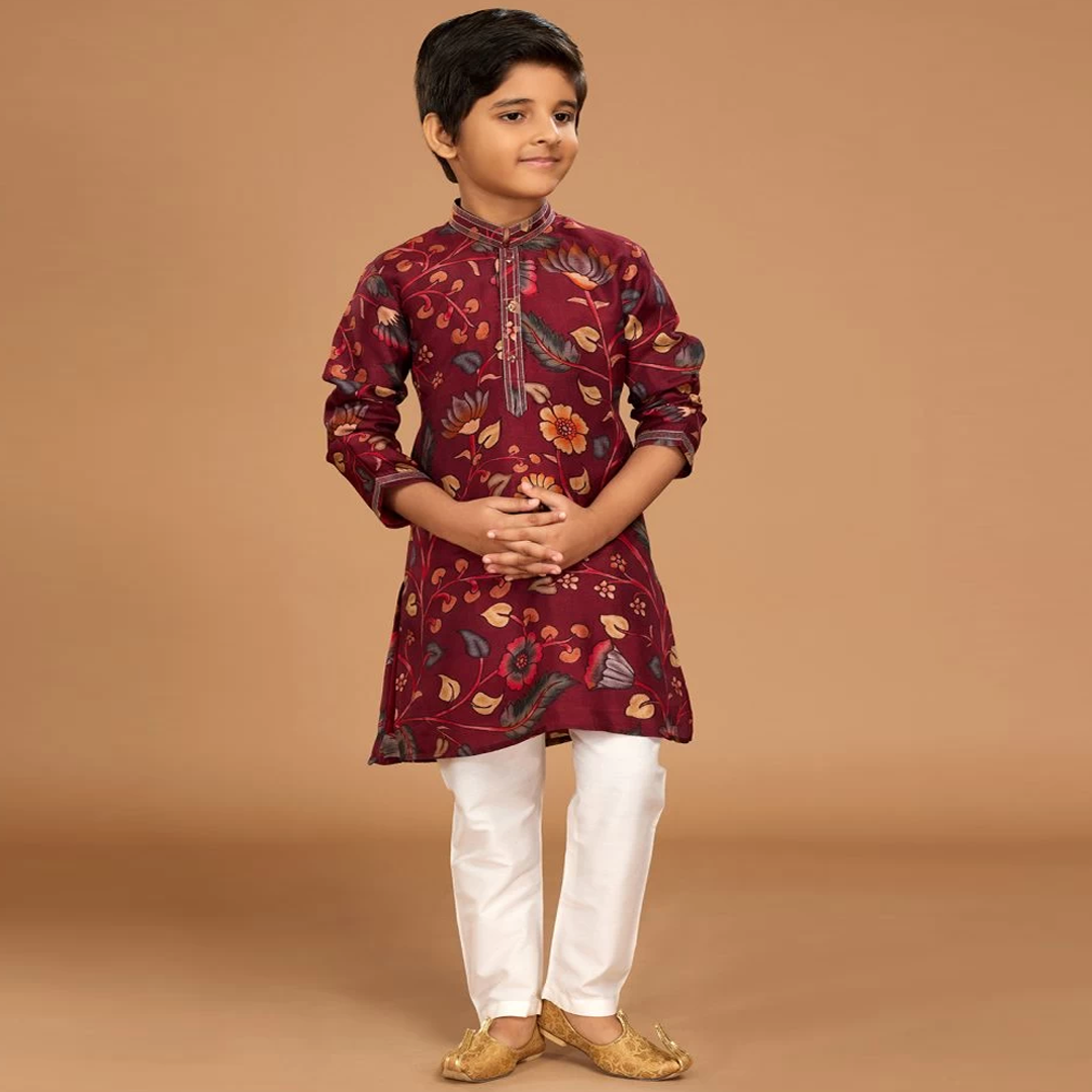 Regal Blossom Heritage Kurta Set - A Royal Ethnic Wear for Boys Panjabi Pajama Sets 4001