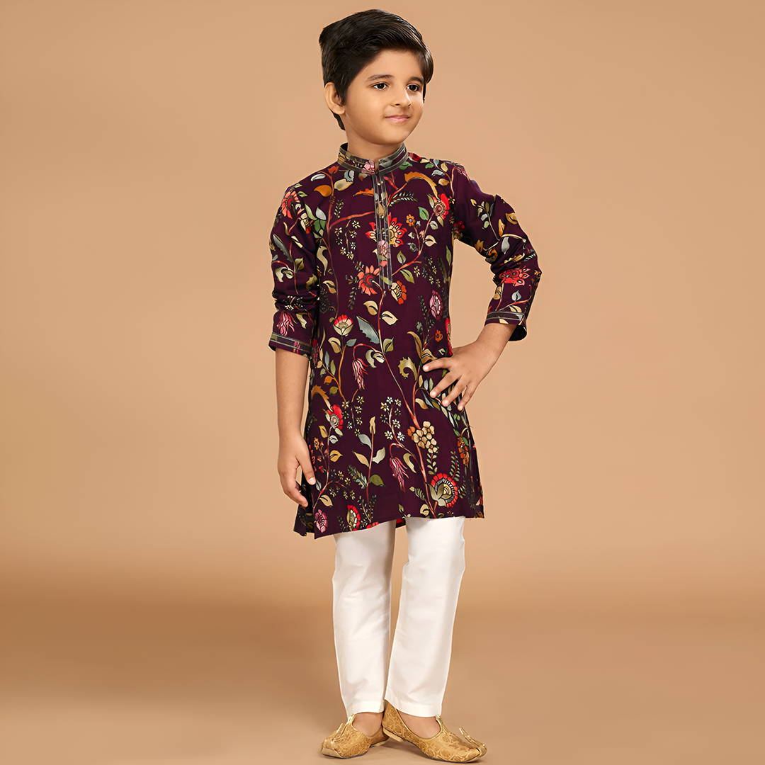 Regal Blossom Heritage Kurta Set - A Royal Ethnic Wear for Boys Panjabi Pajama Sets 4007