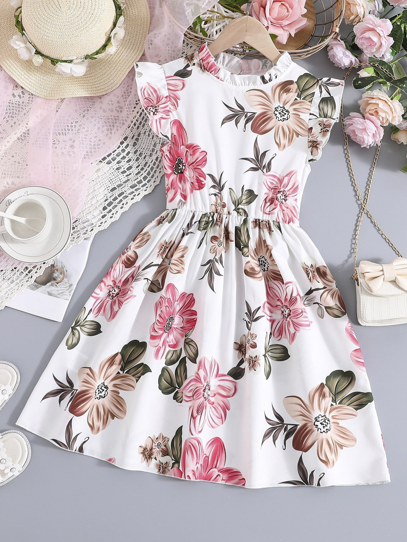 Flower Gown Elegant Floral Fit & Flare sleeveless Party Dress For Baby Girls 1724