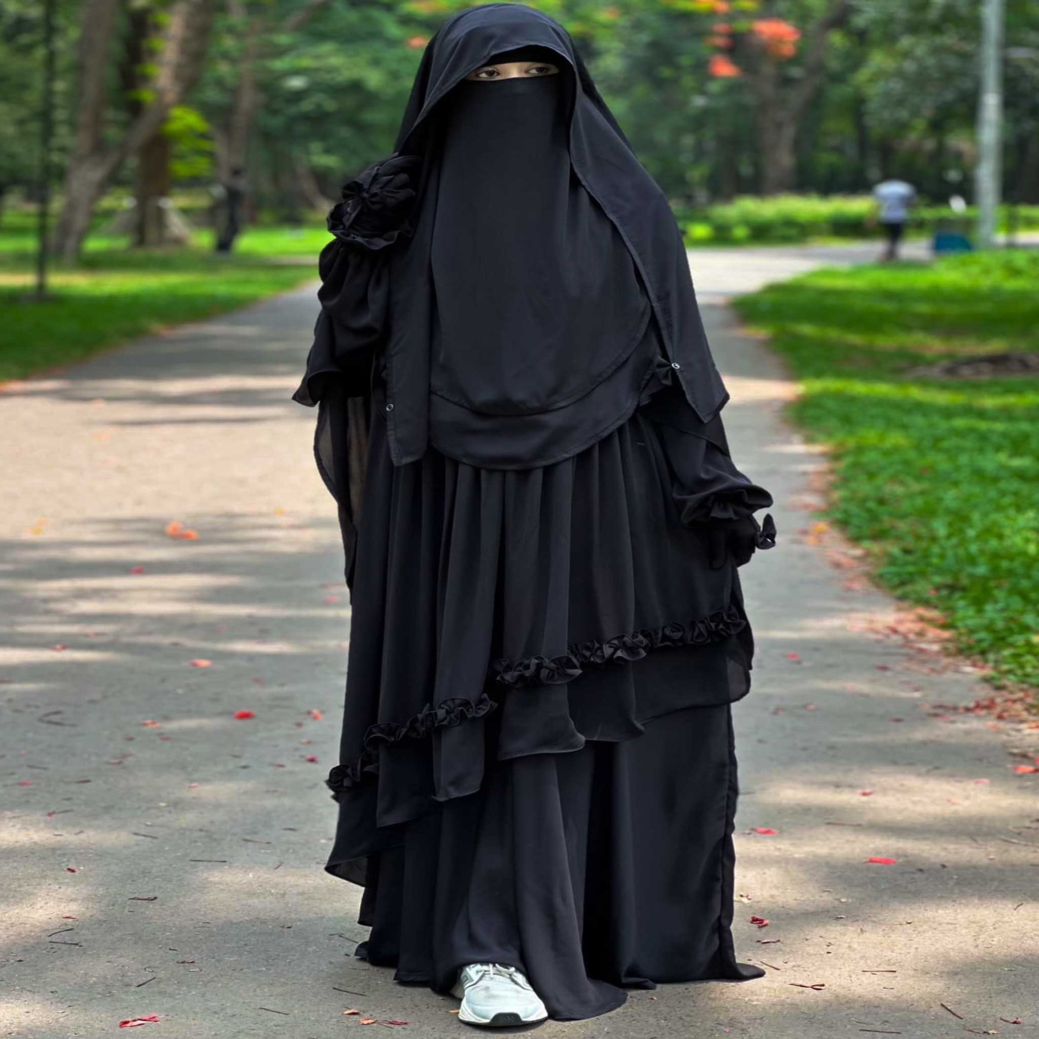 Exclusive stylish Full Sunnati Mohuya 5 Aysha Abaya Borkha Set B_611