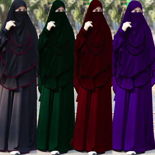 Aliyah Plane Abaya set 2 Part Ready Hijab With 2 Part niqab Purple B_487