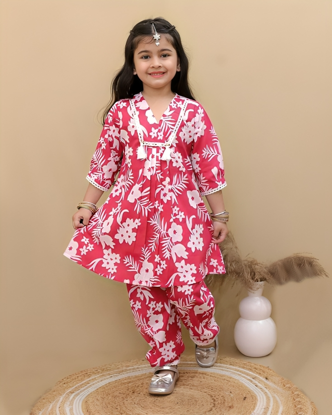 Princess Blossom Floral Print Festive Wear Set for Girls 1910