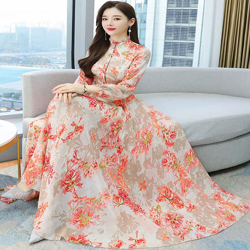 Stylish Party Long Gown Mike Floral Long Sleeve For Women New Kurti 1556