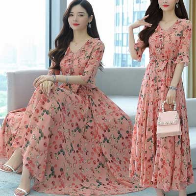 Women High Quality China Tie design Long sleeve 3D Screen Print Long Kurti Baby Pink 1515